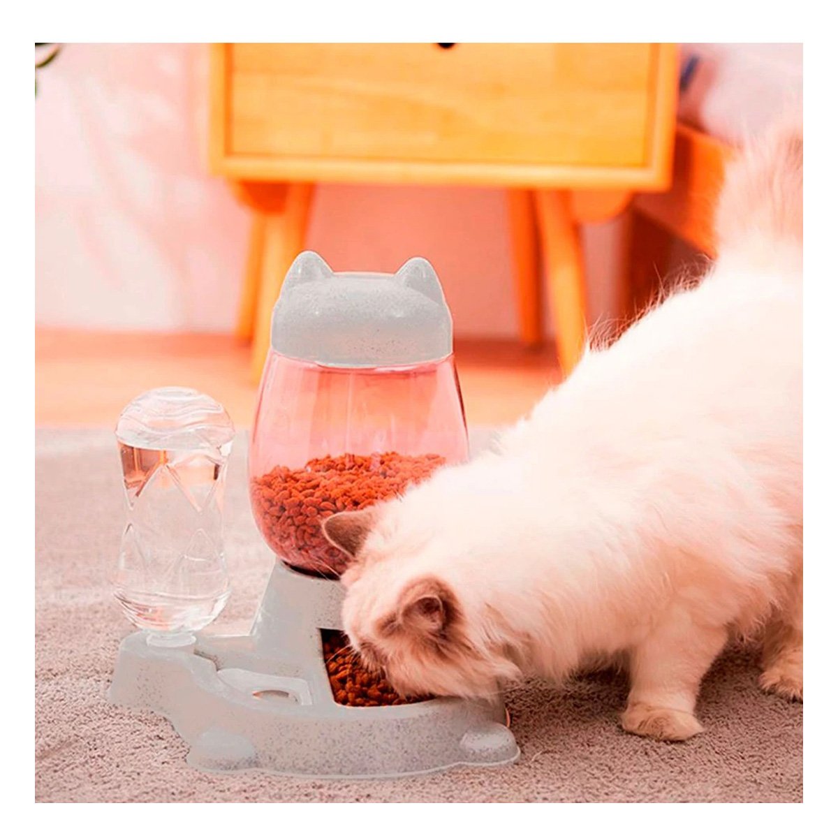 PACK6 COMIDA DOBLE PET GATO BLANCO GRIS FACIL DE LIMPIAR - 2
