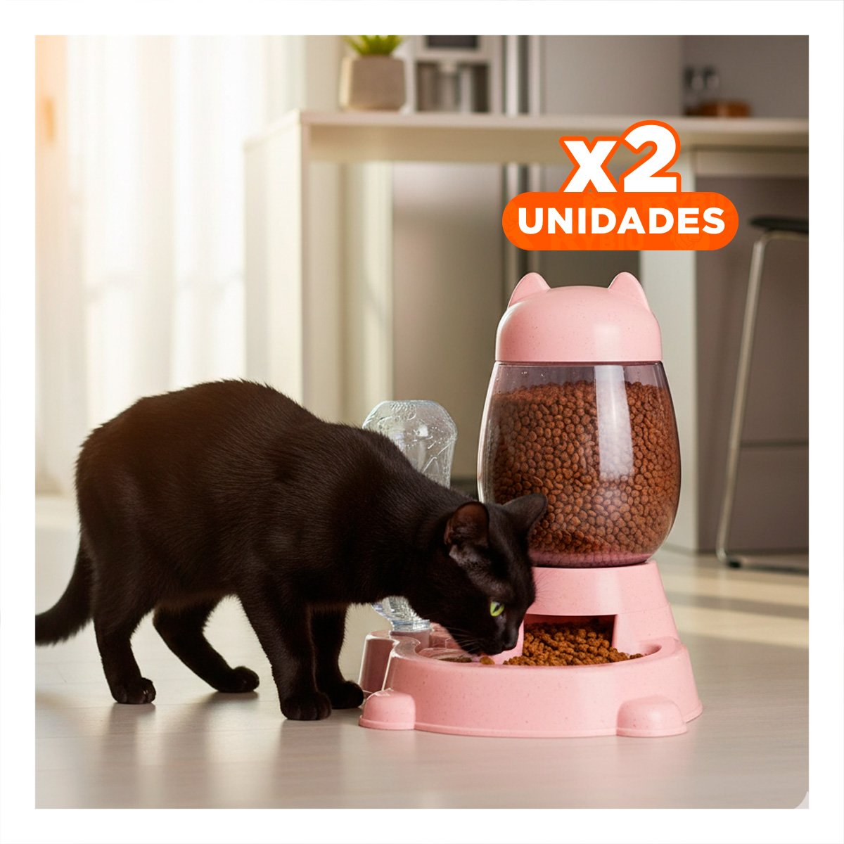 PACK2 TAZON DOBLE PET GATO BLANCO ROSADO COMODO Y+REGALO STICKER - 1