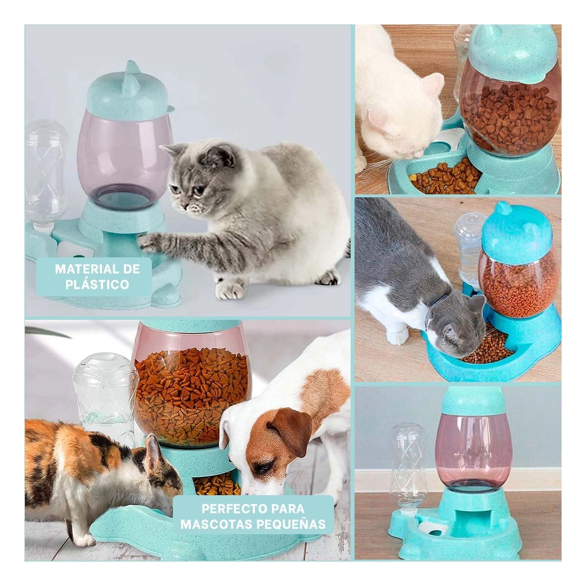 PACK4 BEBIDA DOBLE PET GATO BLANCO CELESTE PRACTICA Y LIMPIA Y+REGALO STICKER - 2