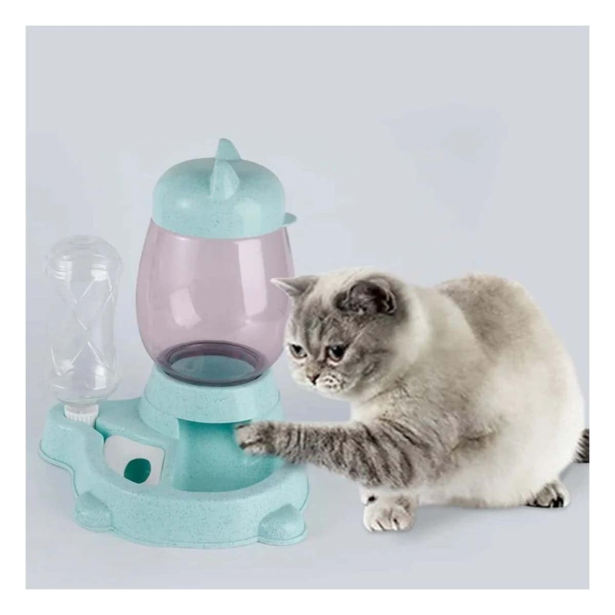 PACK4 BEBIDA DOBLE PET GATO BLANCO CELESTE PRACTICA Y LIMPIA Y+REGALO STICKER - 3