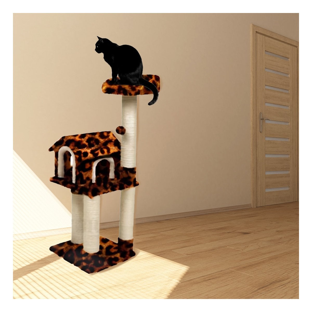 PACK2 CASITA DE DIVERSION INTERACTIVA CON ESCALERAS EN ANIMAL PRINT PARA GATOS Y+PAPEL REGALO - 5