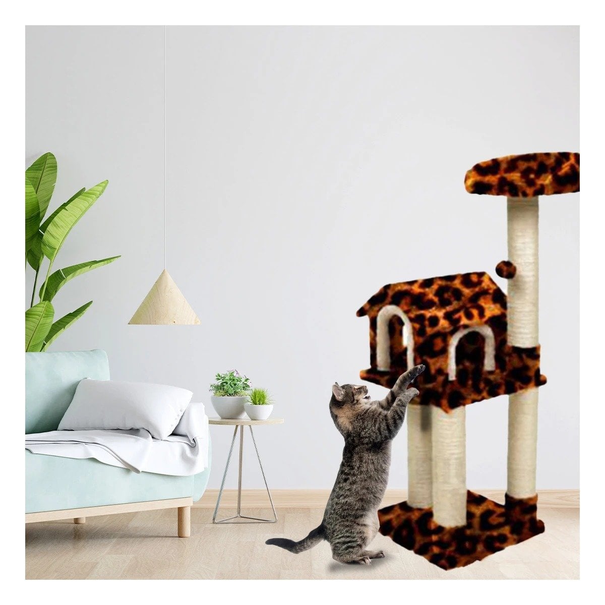 PACK2 CASITA DE FELPA ELEVADA Y COMODA CON PLATAFORMAS EN ANIMAL PRINT PARA MASCOTAS - 3