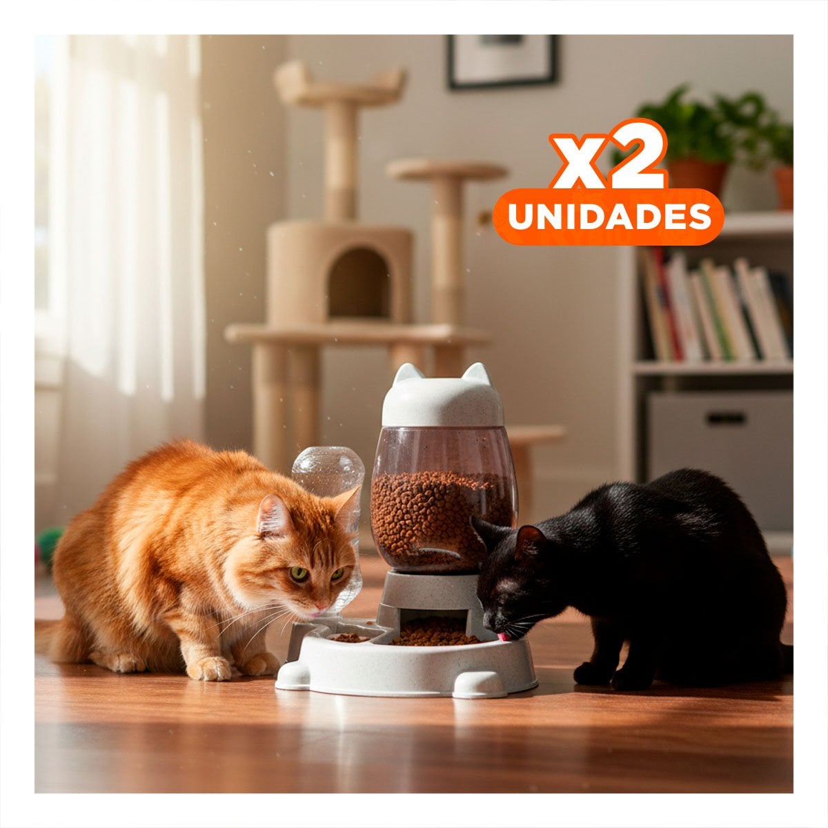 PACK2 ALIMENTO Y BEBIDA COMBINADA PET GATO BLANCO BLANCO Y+REGALO STICKER - 1