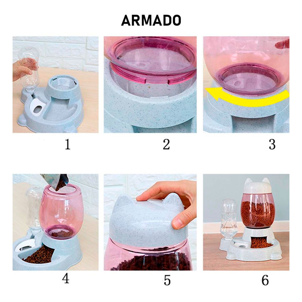 PACK2 ALIMENTO Y BEBIDA COMBINADA PET GATO BLANCO BLANCO Y+REGALO STICKER - 5
