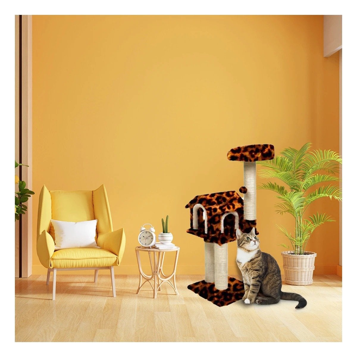 PACK2 CENTRO DE AVENTURA PARA MASCOTAS GRANDE CON RASCADORES EN ANIMAL PRINT Y+REGALO STICKER - 5