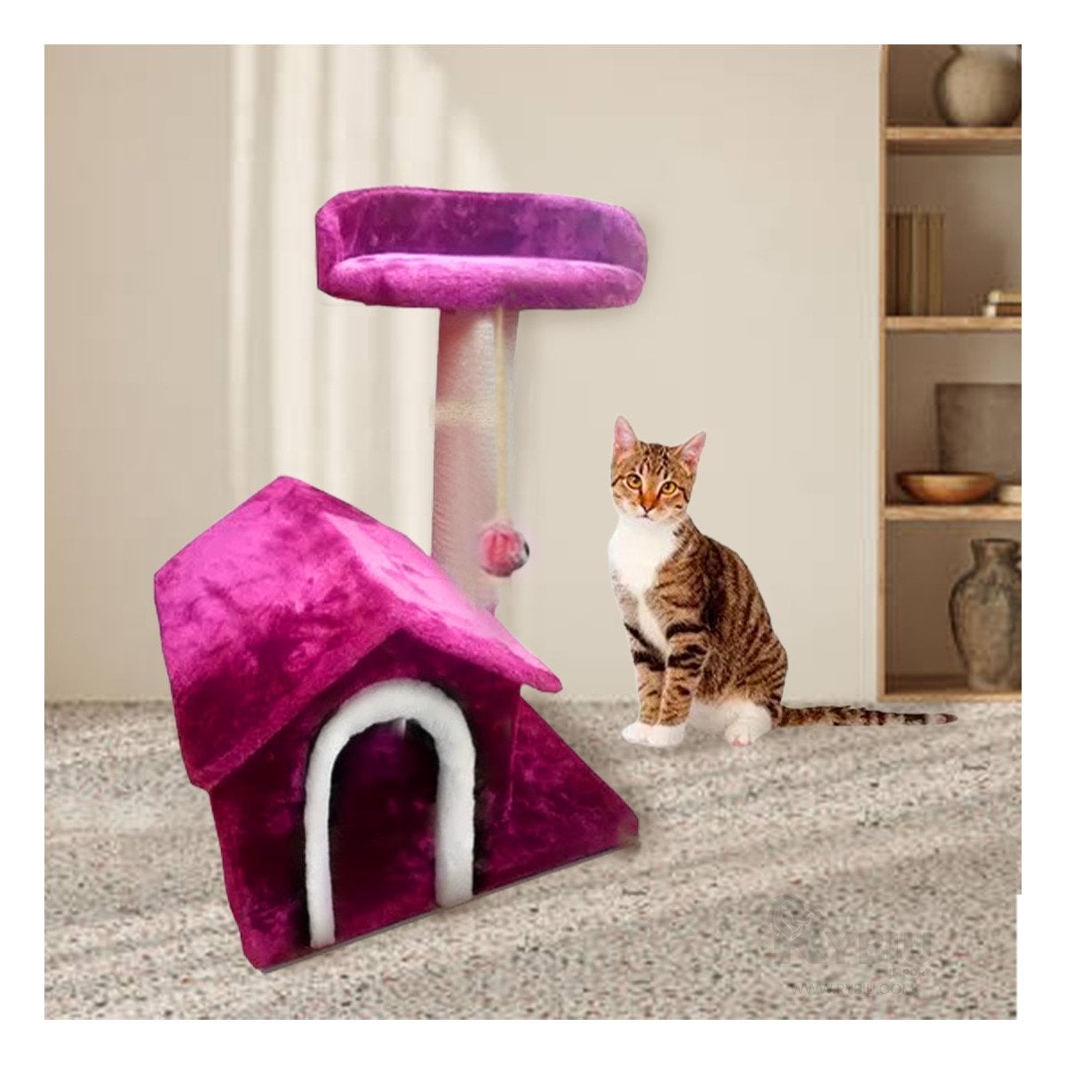 PACK2 CASITA DE DIVERSION INTERACTIVA Y SEGURA EN ROSADO PARA GATOS Y+PAPEL REGALO - 2