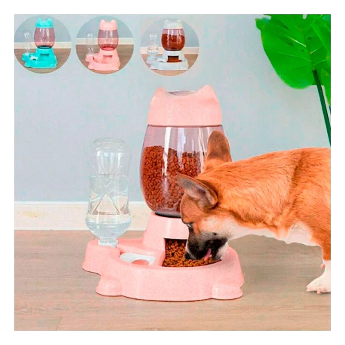 PACK6 DISPENSADOR COMBINADO PET GATO BLANCO ROSADO FACIL DE LIMPIAR - 5