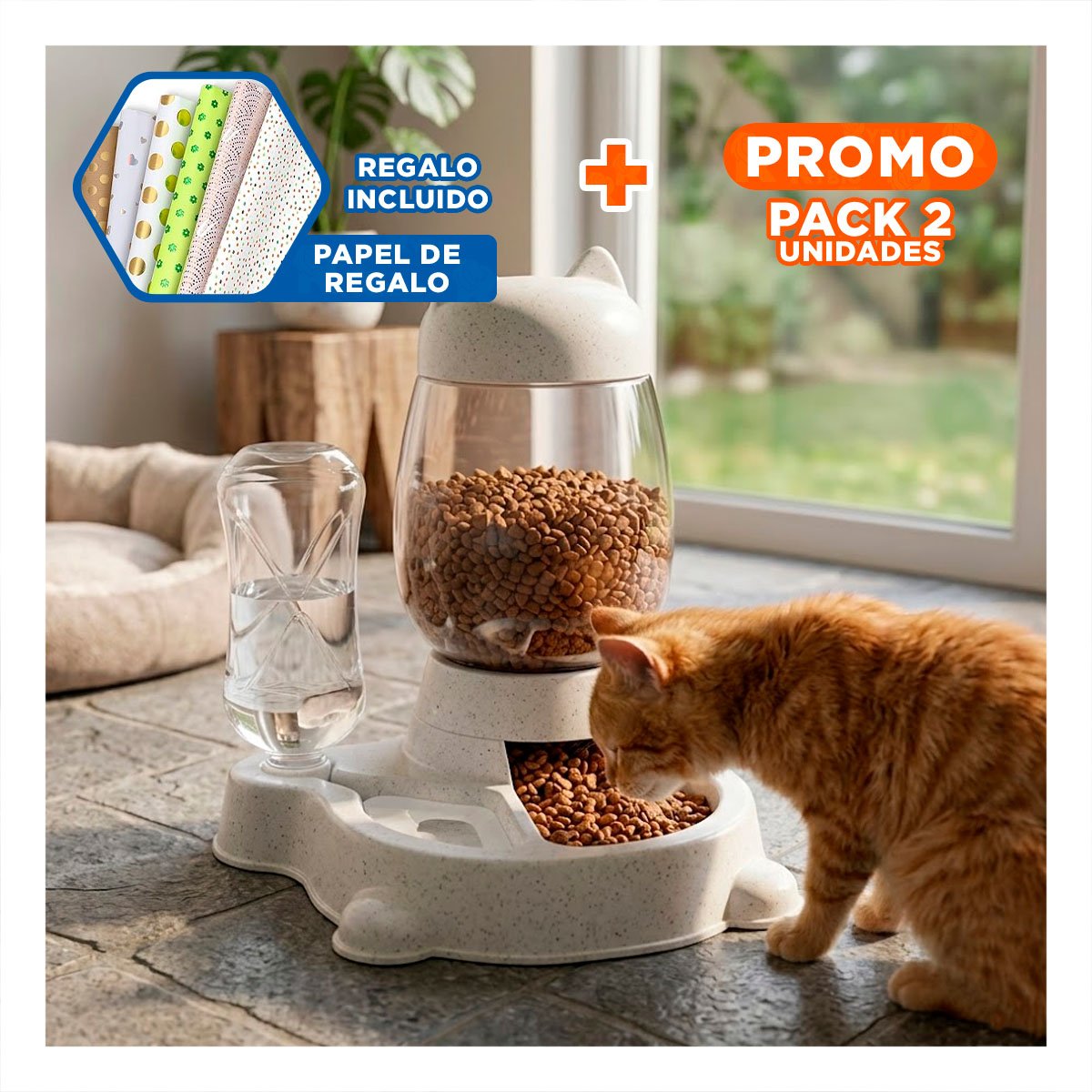 PACK2 ALIMENTO UNIDO PET GATO BLANCO BLANCO ELEGANTE Y+PAPEL REGALO - 1