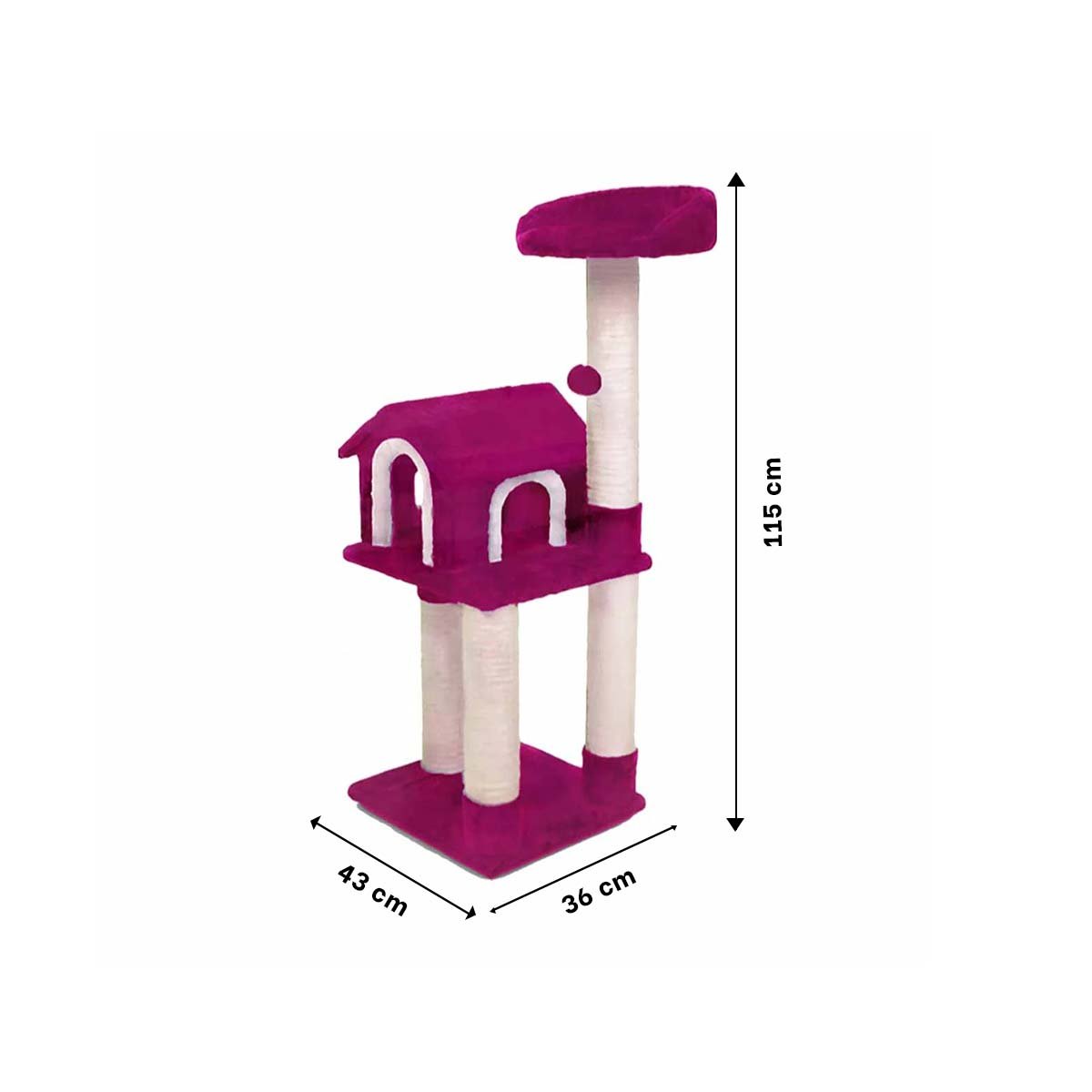 PACK2 MANSION DE GATO CASA FUCSIA TRES NIVELES RASCADOR PARA HOGAR COMODO Y ROSA - 4