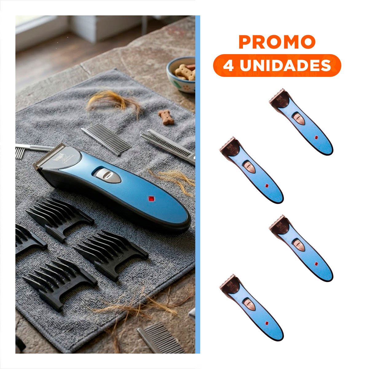 PACK4 CORTA PELO DE MASCOTAS AZUL DE CALIDAD ROBUSTA PARA EL PELAJE Y+REGALO STICKER - 1