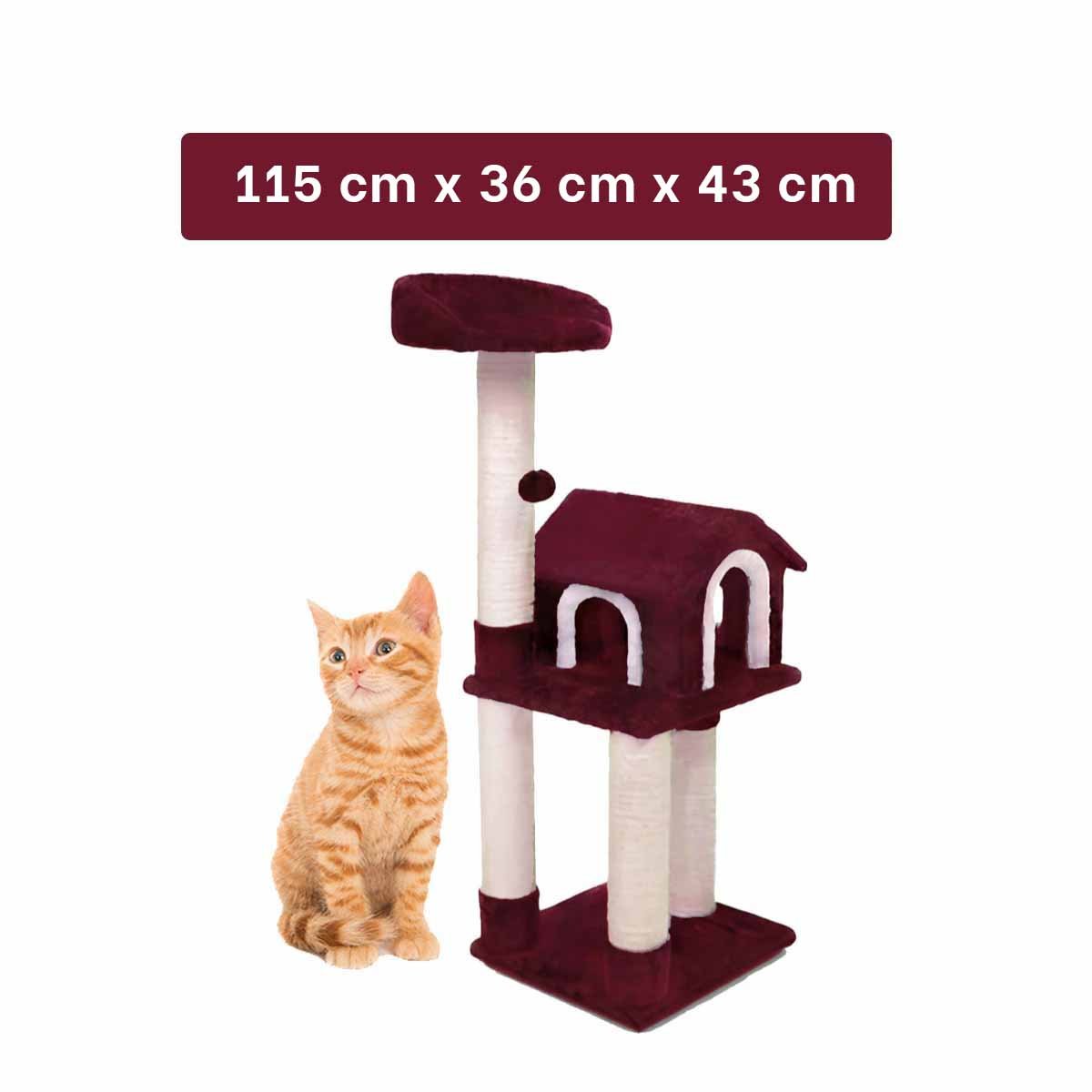 PACK2 GYM DE GATO CASA GUINDA TRES NIVELES RASCADOR DURADERO PARA GATO Y EL HOGAR - 4