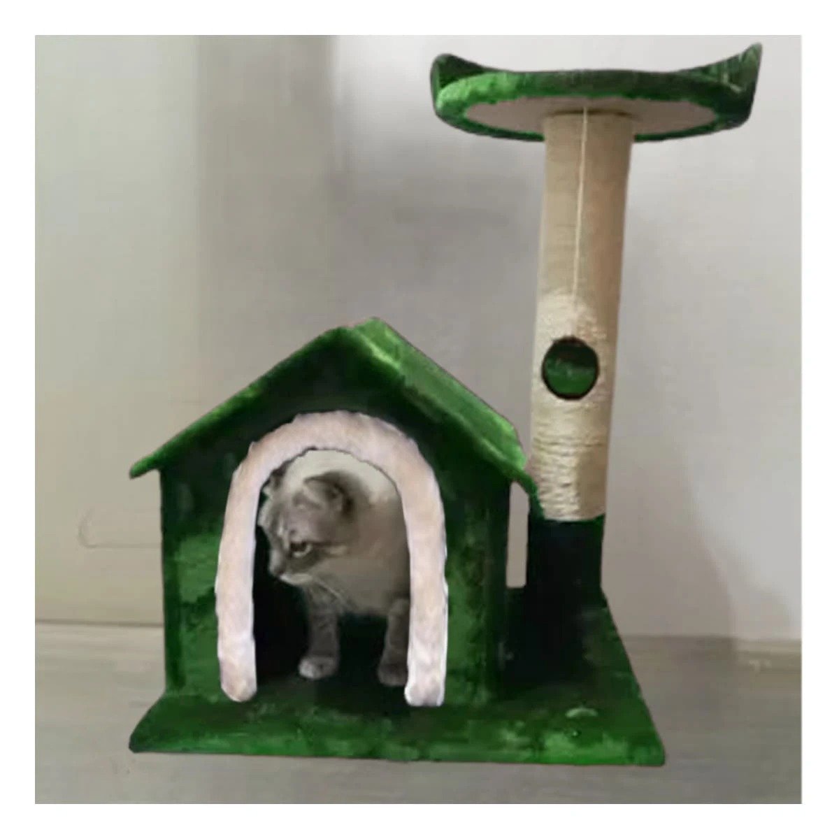 PACK2 CASITA DE FELPA ELEVADA Y COMODA CON PLATAFORMAS EN COLOR VERDE PARA MASCOTAS - 3