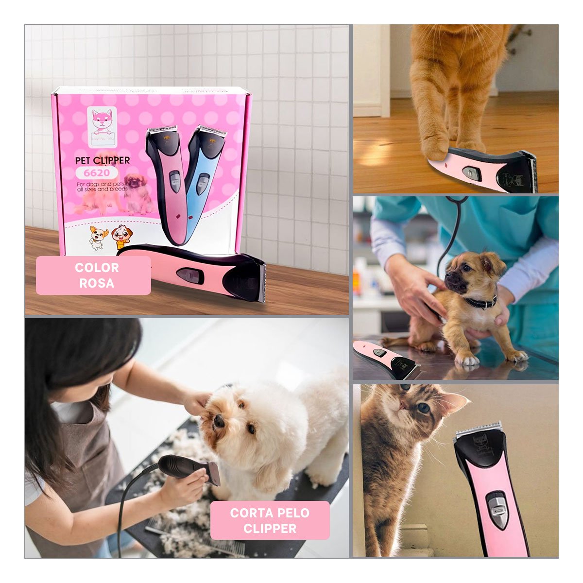 PACK4 CORTA PELO DE MASCOTAS ROSADO DE CALIDAD ROBUSTA PARA EL PELAJE Y+REGALO STICKER - 2