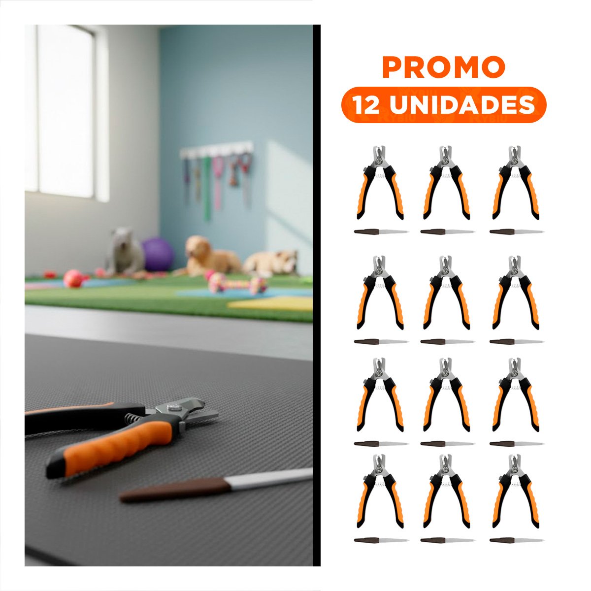 PACK12 HERRAMIENTA DE GROOMING PARA UN AMBIENTE DE COLOR ANARANJADO TALLA L Y+REGALO STICKER - 1