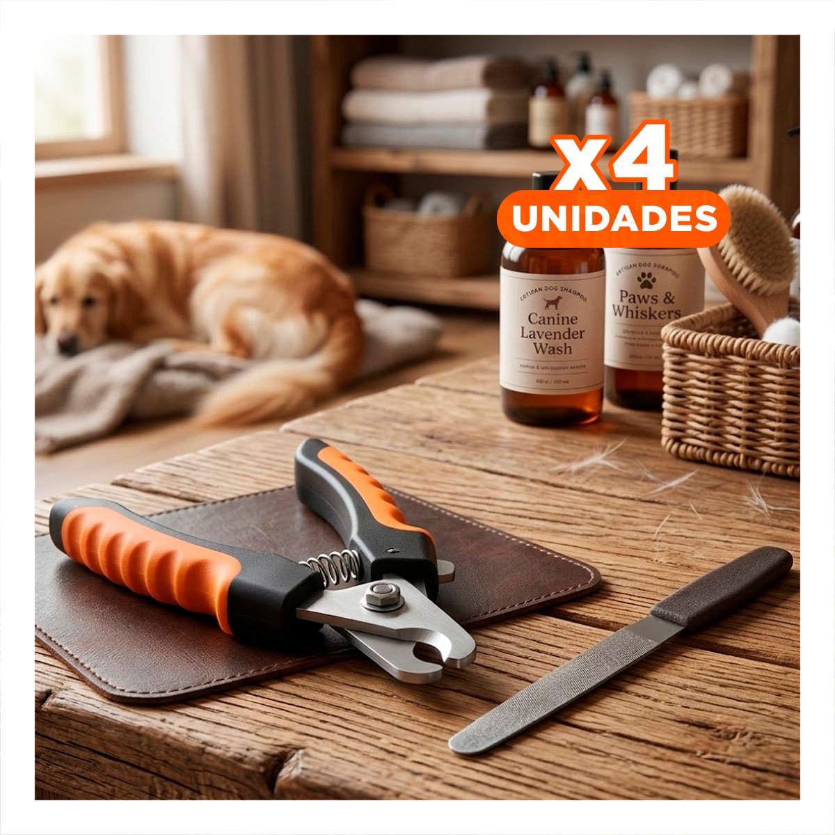 PACK4 HERRAMIENTA DE GROOMING CON ESTRUCTURA DE MUCHA FUERZA ANARANJADO TALLA L - 1