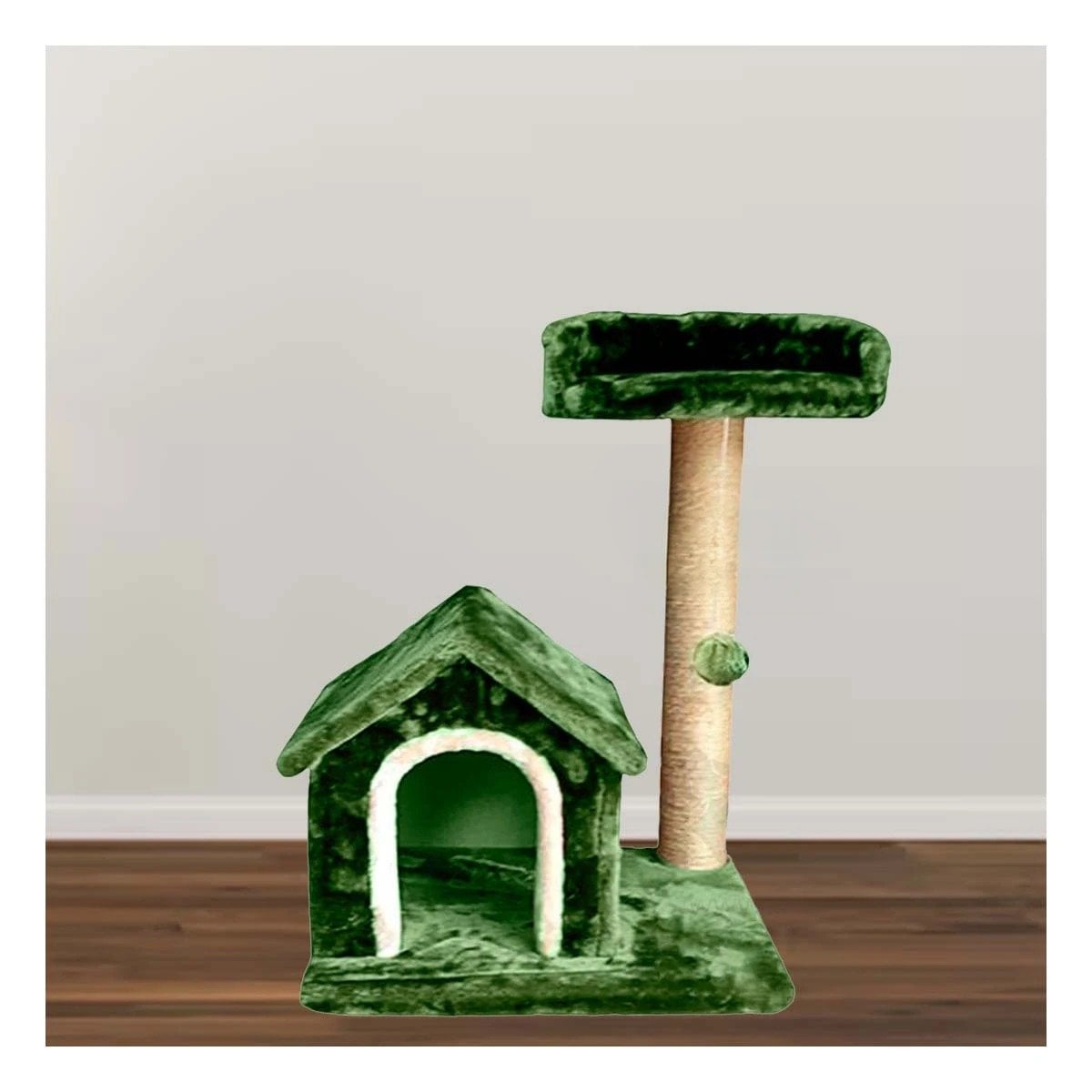 PACK2 CASITA DE DIVERSION INTERACTIVA Y SEGURA CON ESCALERAS EN VERDE PARA GATOS Y+PAPEL REGALO - 2