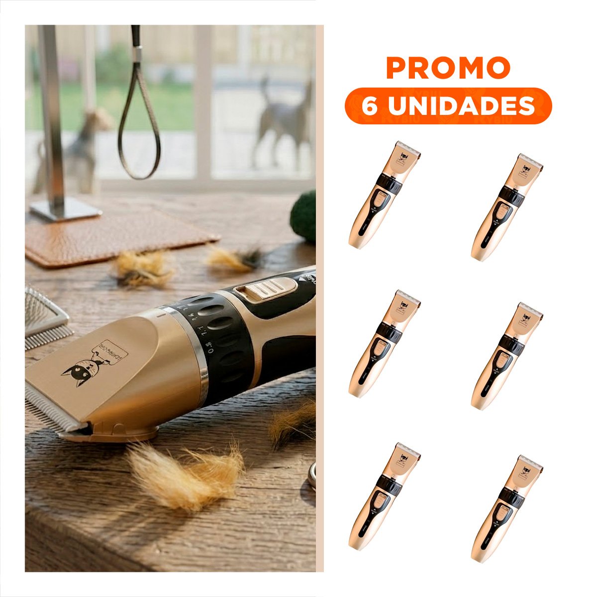 PACK6 MAQUINA DE GROOMING PARA FOMENTAR MUCHA LIMPIEZA DORADO - 1