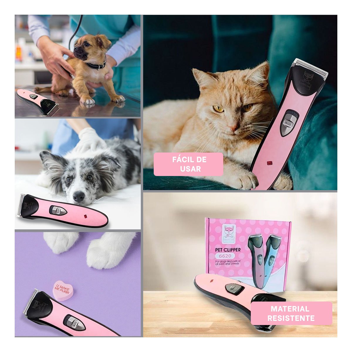 PACK2 CORTA PELO DE MASCOTAS ROSADO DE TACTO SUAVE PARA SUS MANOS Y+PAPEL REGALO - 3
