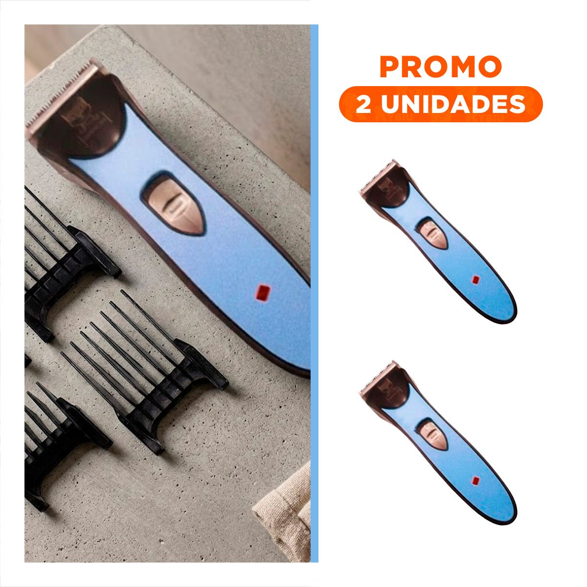 PACK2 KIT DE ESTETICA ANIMAL CON MANGO ERGONOMICO AZUL PARA USO - 1