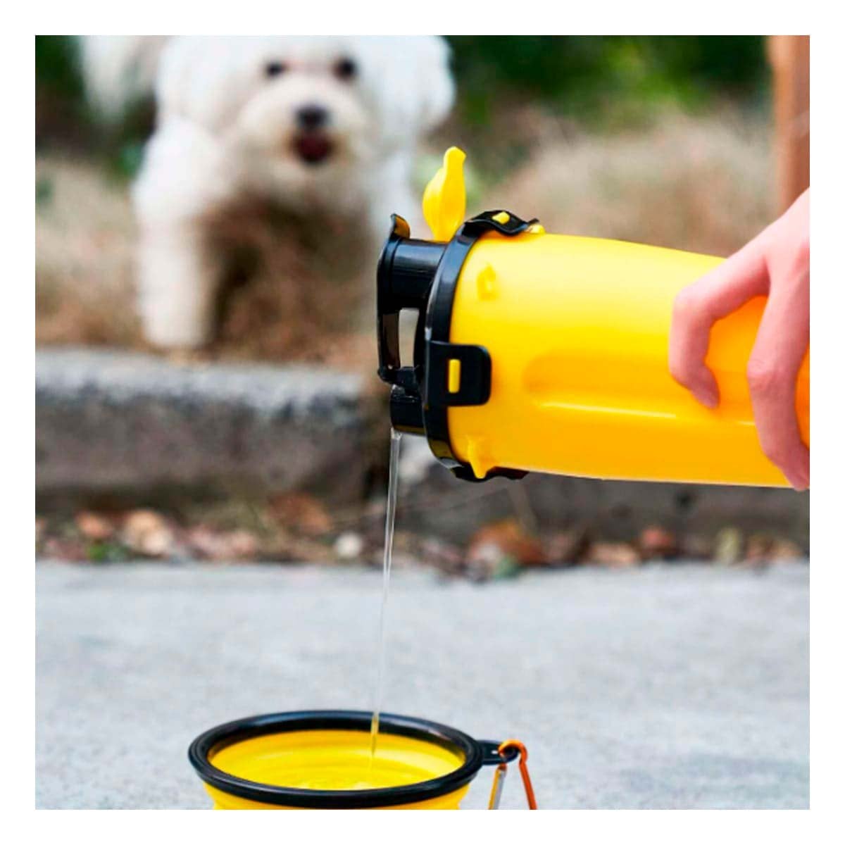 PACK2 RECIPIENTE DOBLE USO PARA MASCOTA CON PLATO AMARILLO - 5