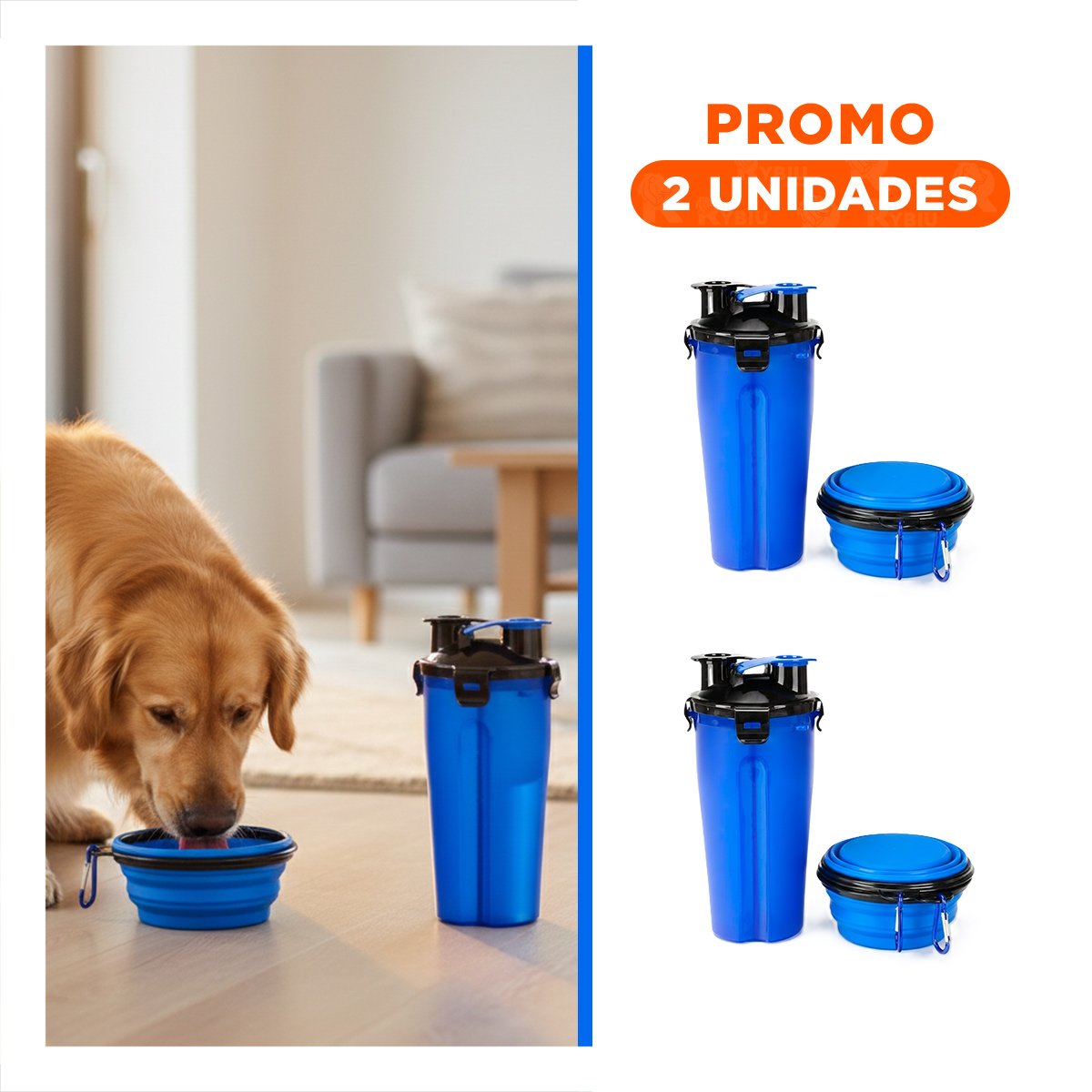PACK2 RECIPIENTE DOBLE USO PARA MASCOTA CON PLATO AZUL - 1