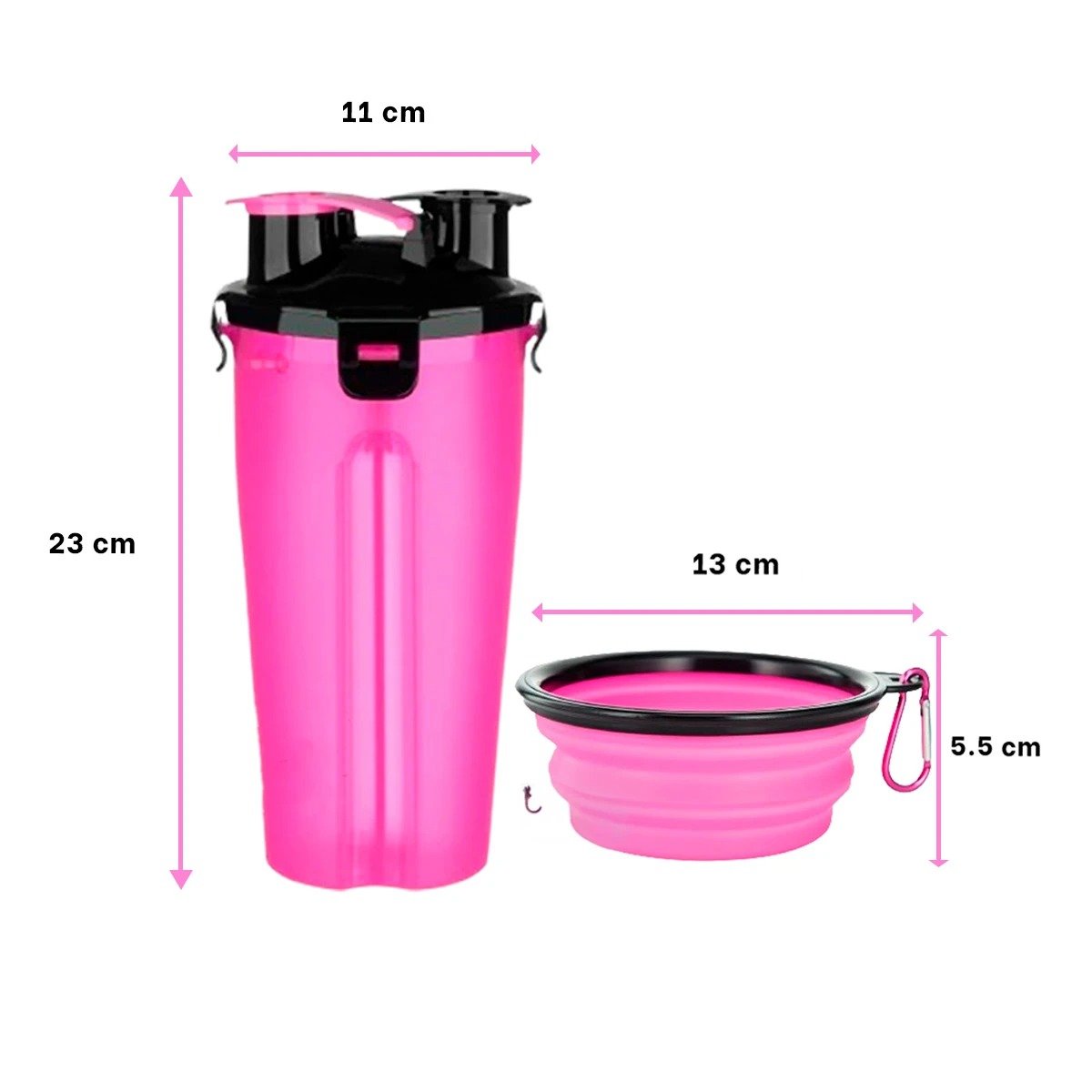 PACK6 CONTENEDOR DE VIAJE PARA MASCOTA CON PLATO PLEGABLE ROSADO Y+PAPEL REGALO - 4