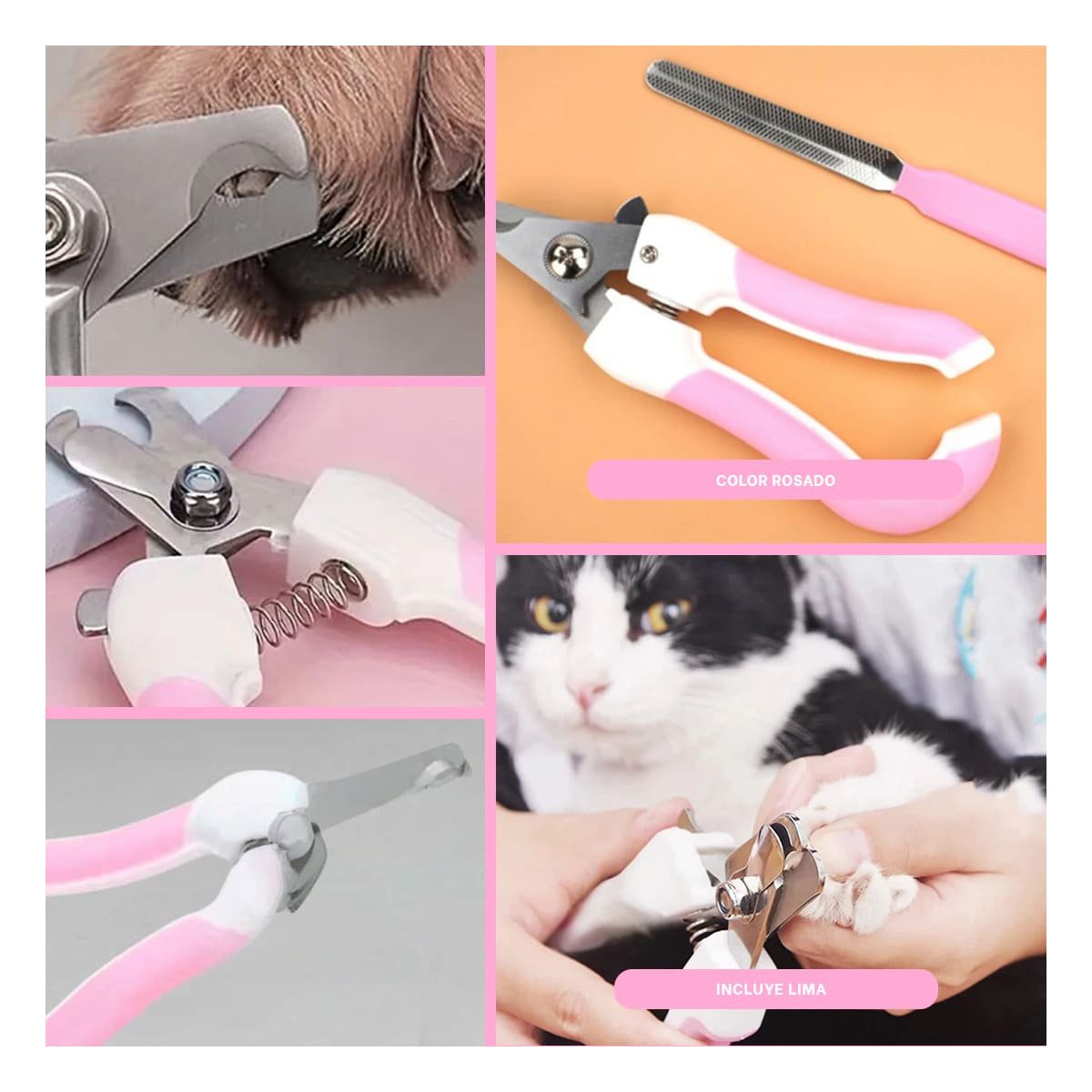 PACK4 CORTA UÑAS PET ROSADO GRANDE DE CALIDAD ROBUSTA PARA MASCOTAS FUERTES Y+REGALO STICKER - 2