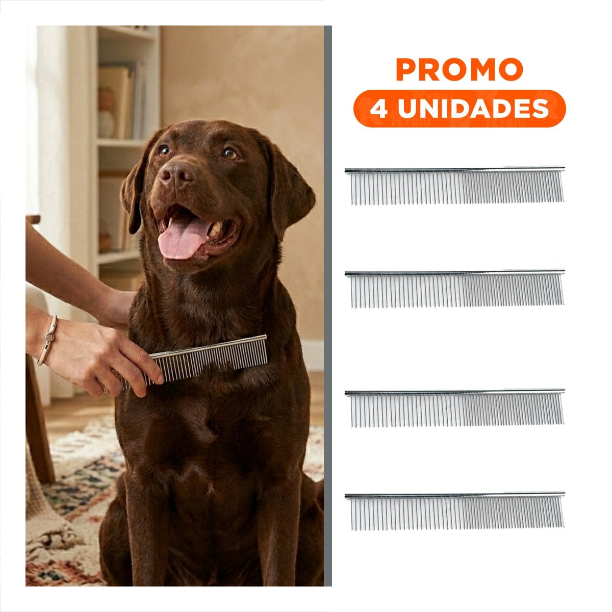 PACK4 ACCESORIO PROFESIONAL PARA CUIDADO DE MASCOTA PLATEADO Y+REGALO STICKER - 1