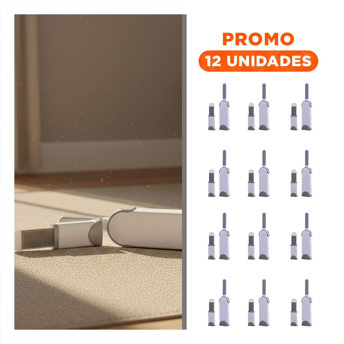 PACK12 CEPILLO SOFAS PLOMO GRANDE PARA TAPICERIA Y PRENDAS COMODO Y EFICIENTE Y+REGALO STICKER - 1