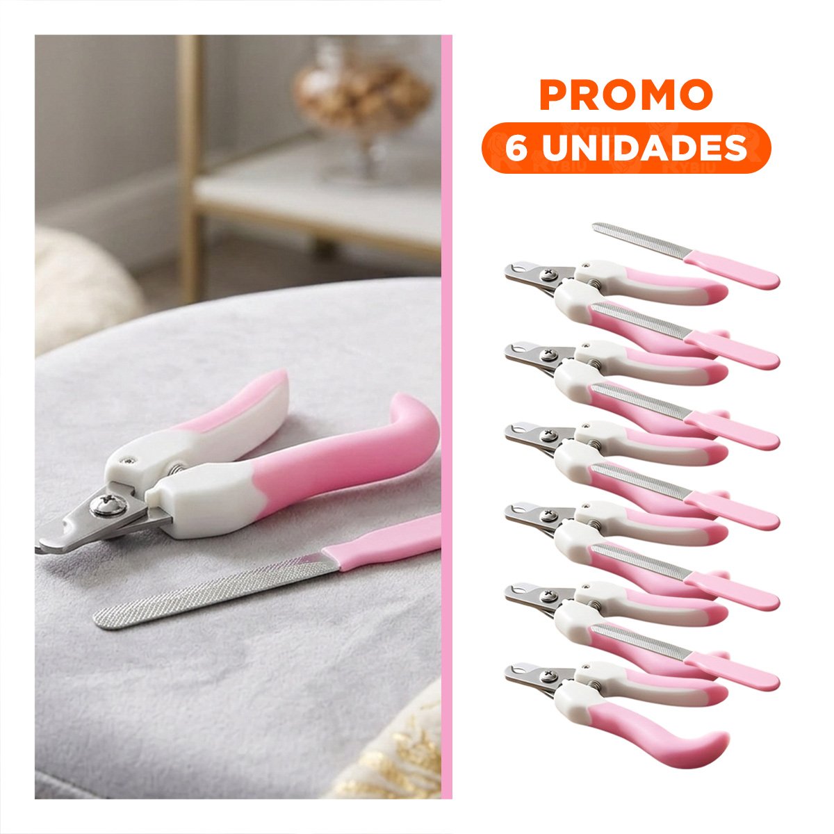 PACK6 SET DE PEDICURA PARA MASCOTAS PARA FOMENTAR MUCHA LIMPIEZA ROSADO GRANDE - 1