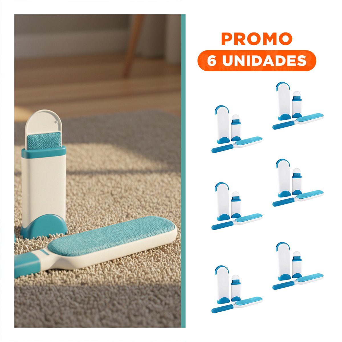 PACK6 ACCESORIO DESPRENDE PELUSA CELESTE GRANDE PARA USO DIARIO - 1