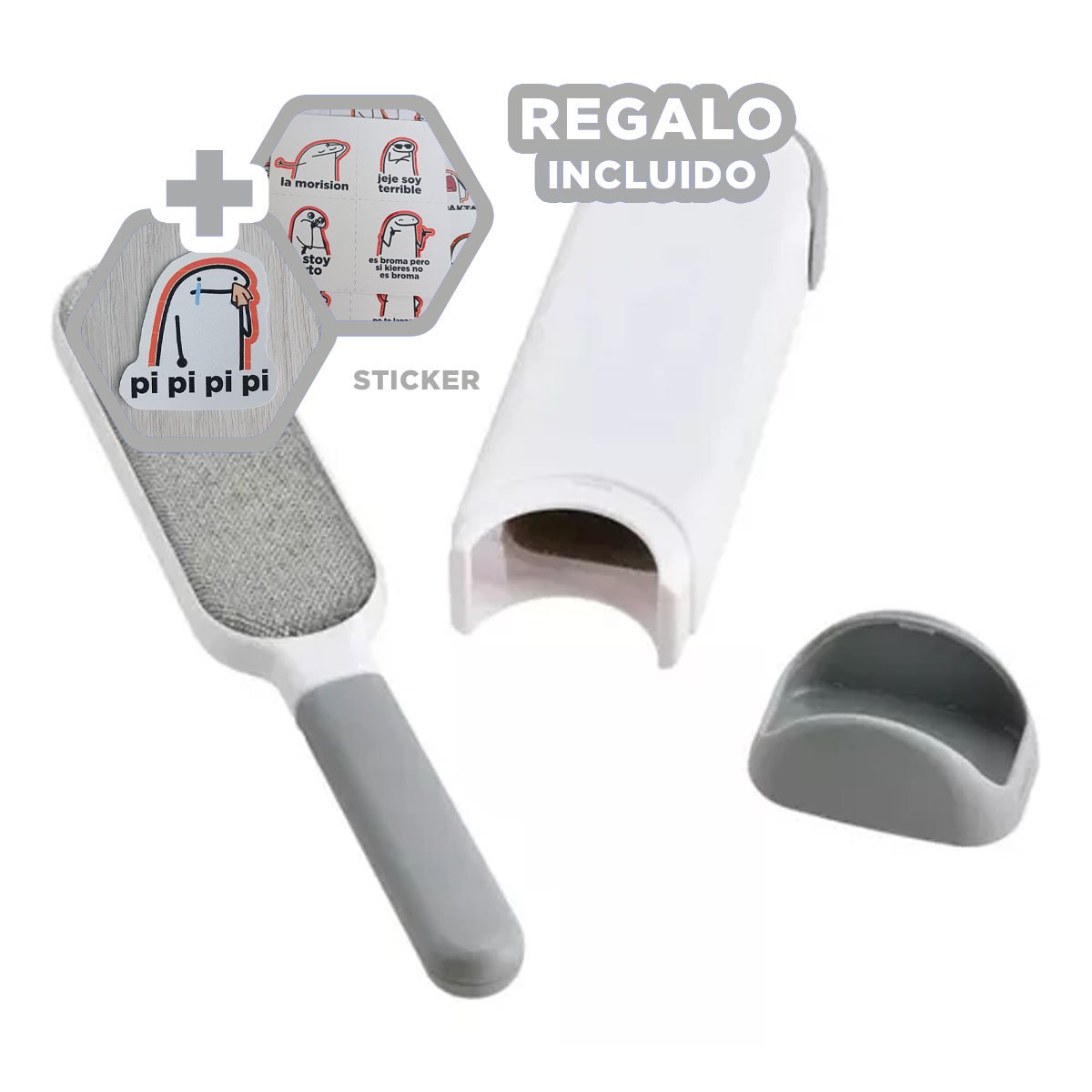 CEPILLO HOGAR PLOMO GRANDE QUITA PELUSA PARA PRENDAS Y ALFOMBRAS FACIL Y+REGALO STICKER - 1