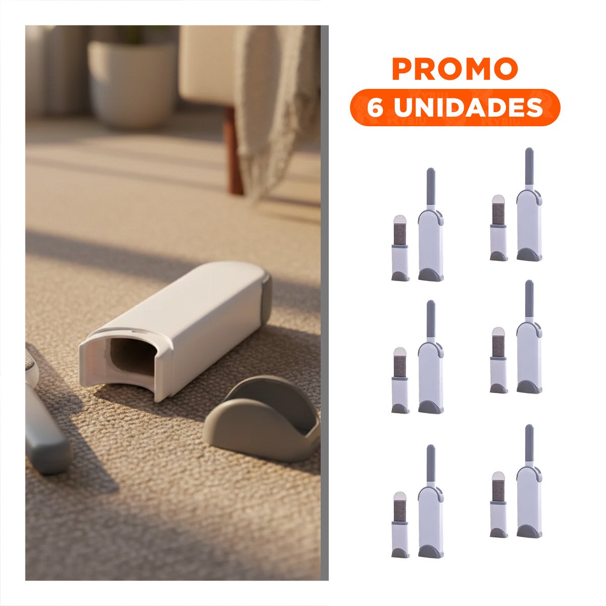 PACK6 RASTRILLO COMPACTO PLOMO GRANDE QUITA PELUSA PARA HOGAR Y SOFAS FACIL - 1