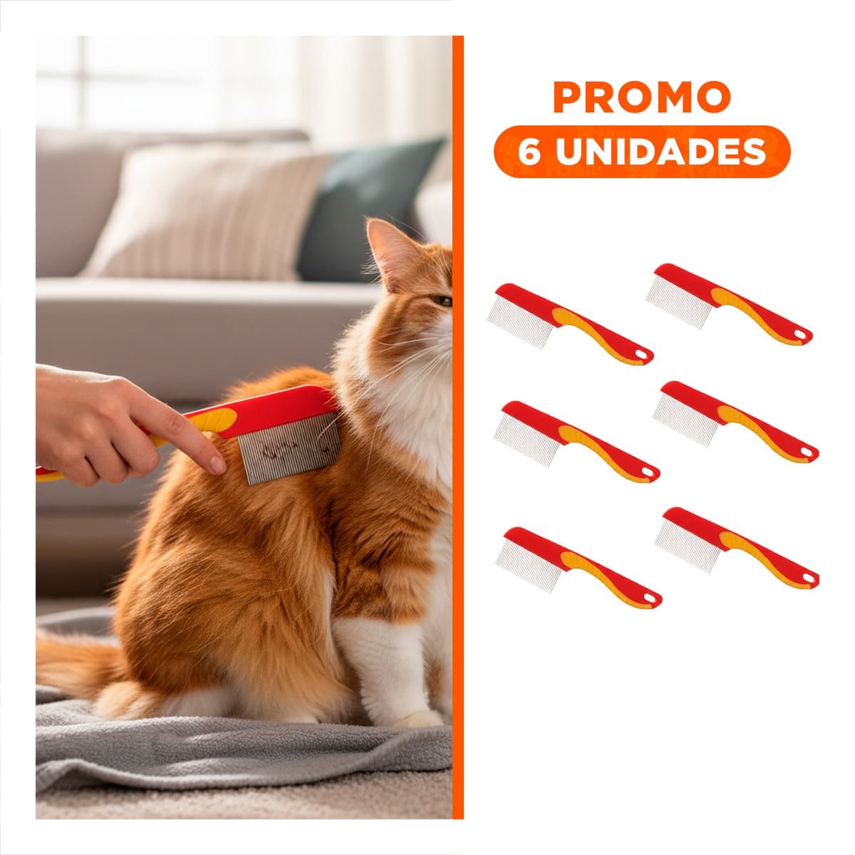 PACK6 HERRAMIENTA MANUAL ANTIPIOJOS PARA CABELLO GRUESO ROJO - 1