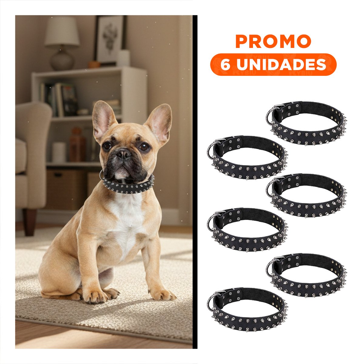 PACK6 BANDA NEGRA CON PUAS TALLA L COMODA Y ELEGANTE PARA PERROS GRANDES - 1