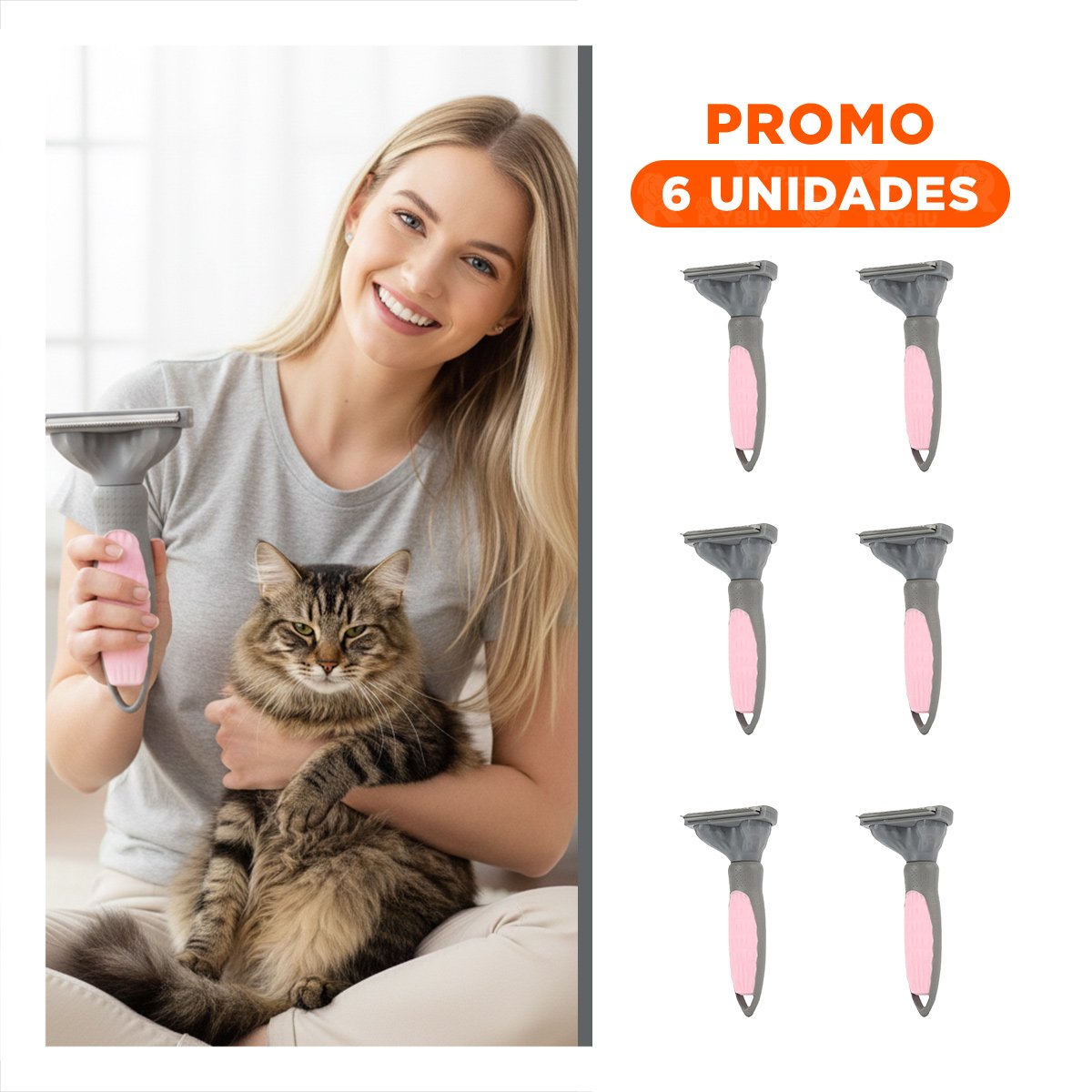 PACK6 PEINE PORTATIL PARA MASCOTA ROSADO LIMPIEZA RAPIDA - 1