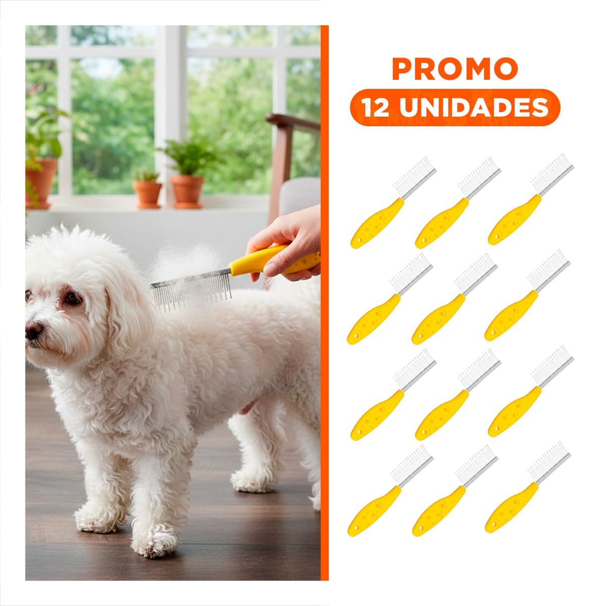 PACK12 CEPILLO DE PELO SUAVE CON DIENTES DE DOS TAMANOS AMARILLO Y+REGALO STICKER - 1