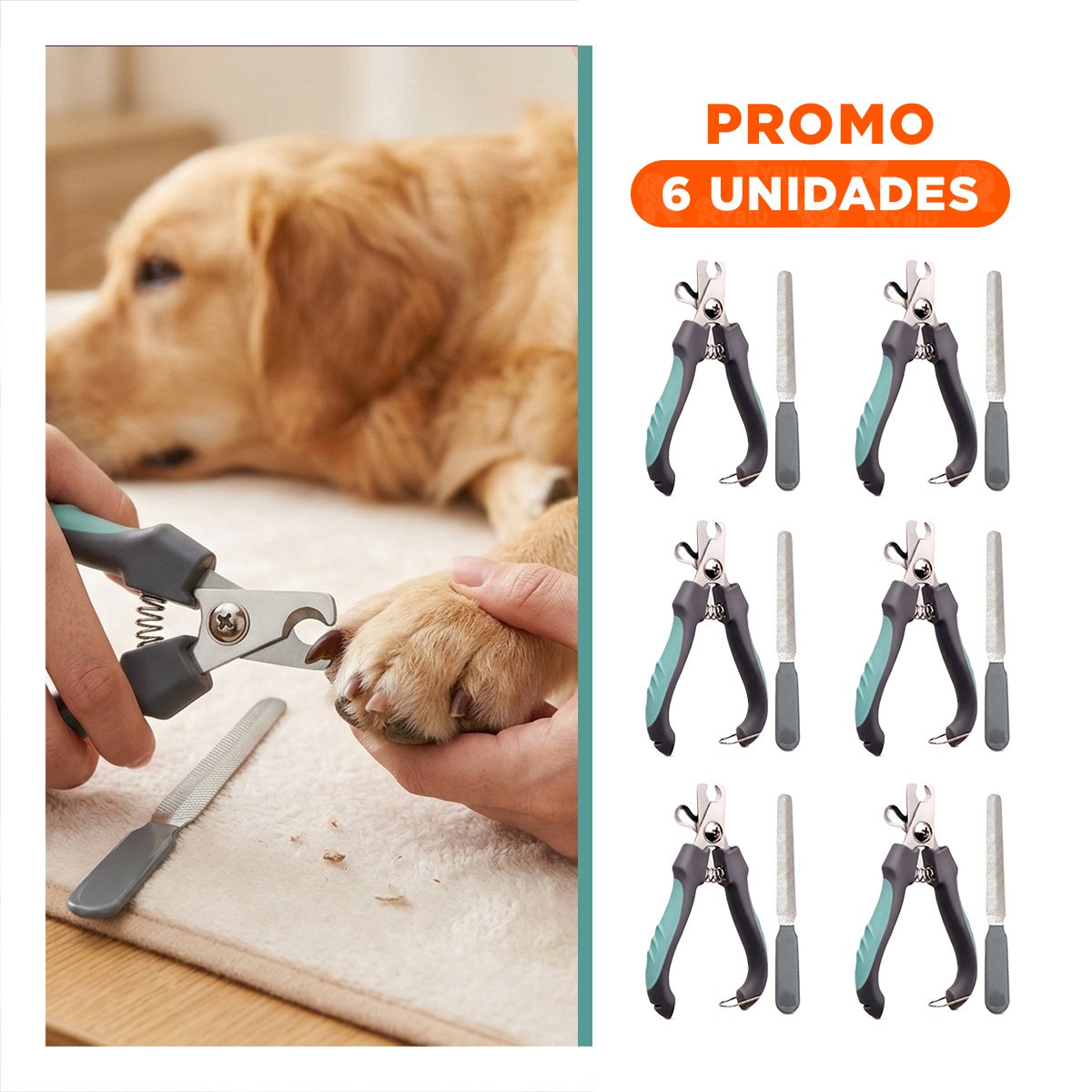 PACK6 HERRAMIENTA COMPACTO VERDE CON LIMA PARA MASCOTA GRANDE - 1