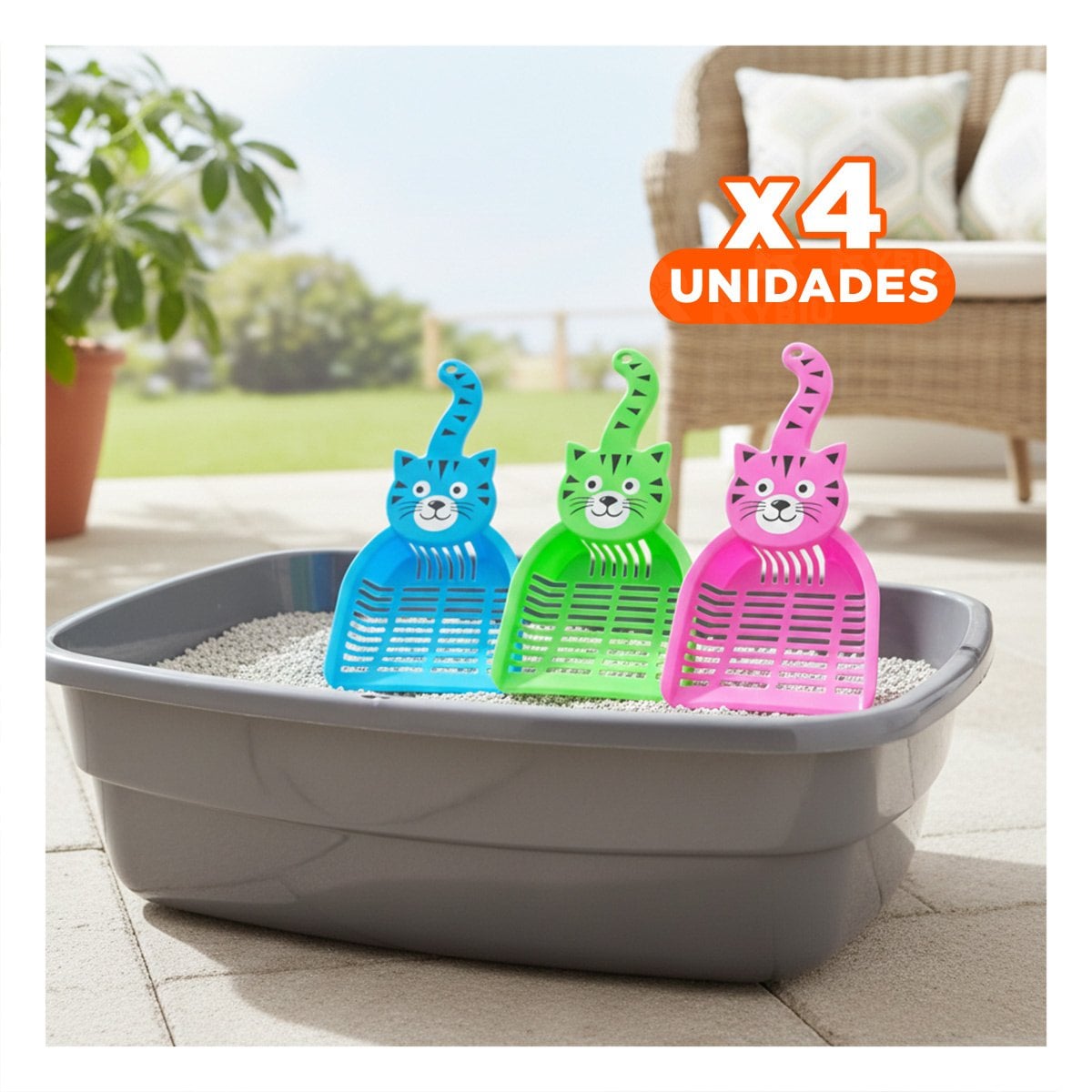 PACK4 PALA SANITARIA PARA LIMPIEZA DE MASCOTA MULTICOLOR - 1