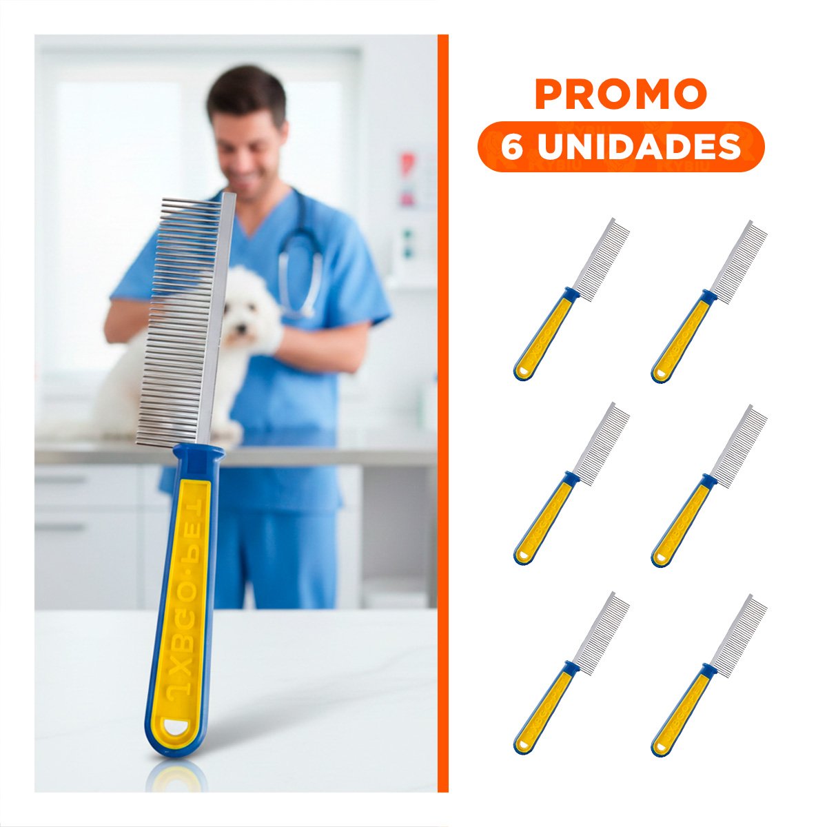 PACK6 INSTRUMENTO DE PELUQUERIA CANINA CON DIENTES DENTADOS - 1