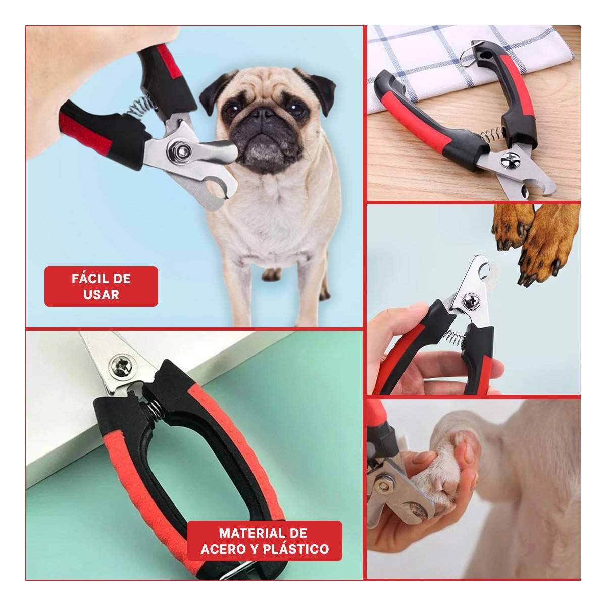 PACK4 CORTA UÑA PET ROJO GRANDE DE CALIDAD ROBUSTA PARA MASCOTAS PEQUEÑAS Y+REGALO STICKER - 2