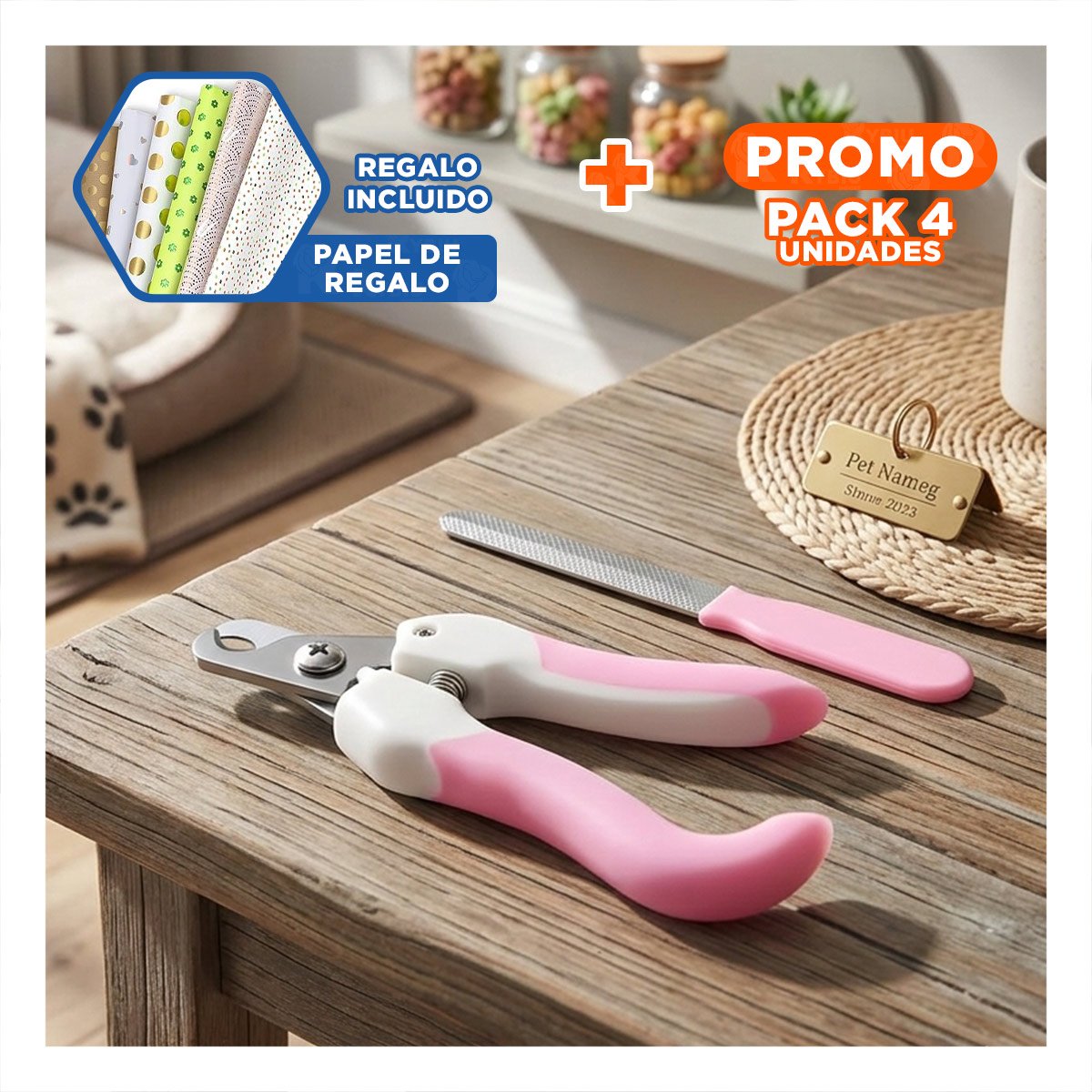 PACK4 ACCESORIO DE ASEO PARA LA ARMONIA DE SUS HIJOS ROSADO GRANDE Y+PAPEL REGALO - 1