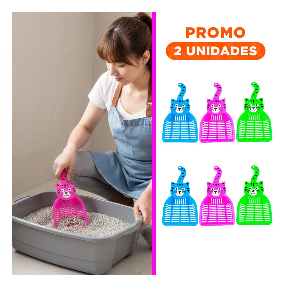 PACK2 RECOGEDOR COMPACTO PARA ARENERO DE MASCOTA MULTICOLOR - 1