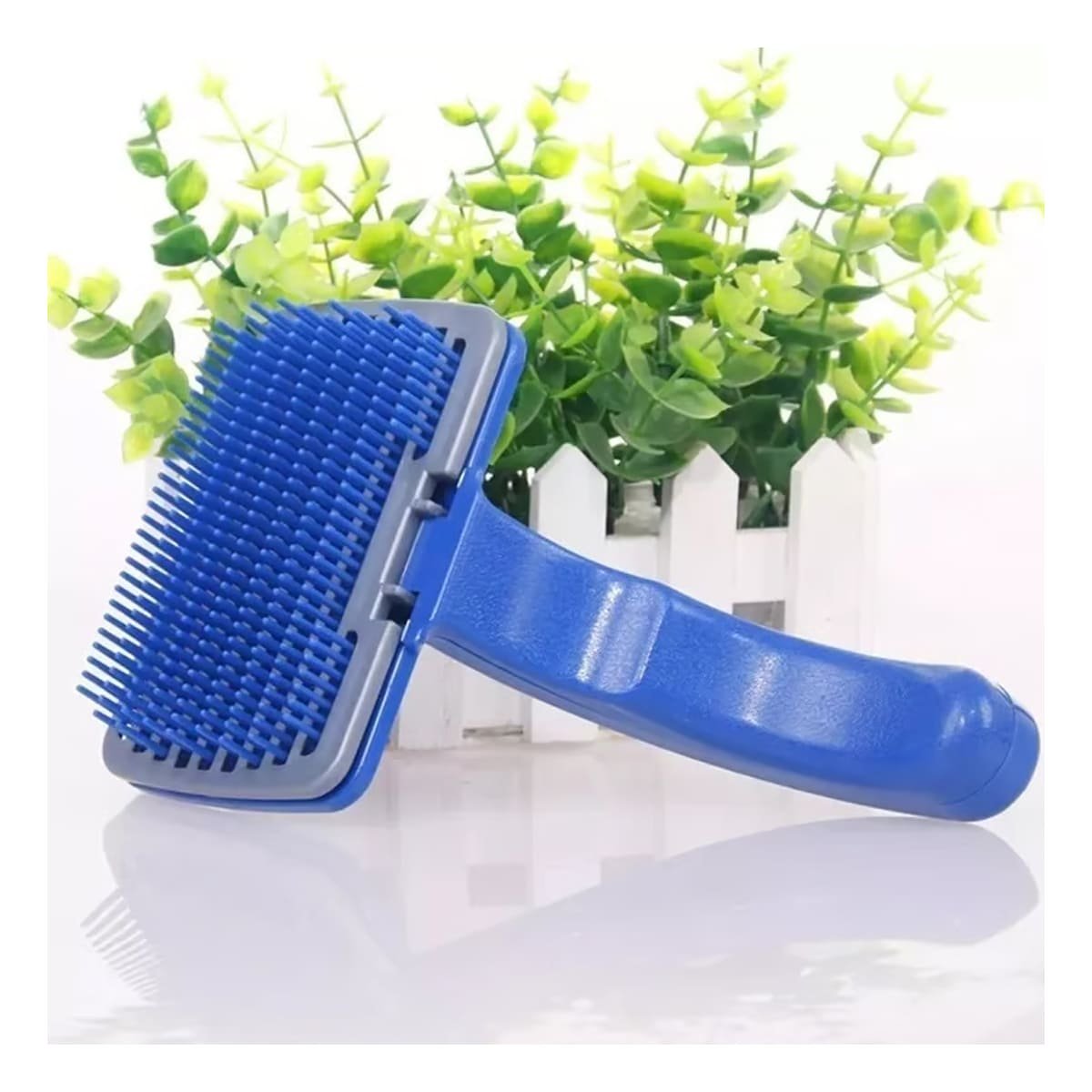 PACK12 DESENREDADOR PARA PELO DE MASCOTAS CON BOTON DE AUTOLIMPIEZA PLASTICO AZUL - 5