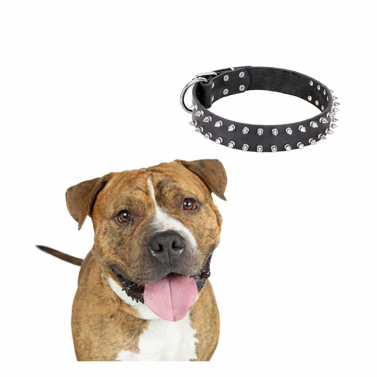 PACK4 COLLARIN NEGRO CLASICO CON PUAS TALLA L ELEGANTE Y SEGURO PARA MASCOTAS Y+PAPEL REGALO - 3