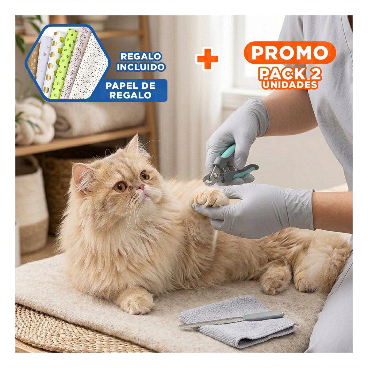PACK2 PINZA COMPACTO VERDE CON LIMA MASCOTA GRANDE Y+PAPEL REGALO - 1
