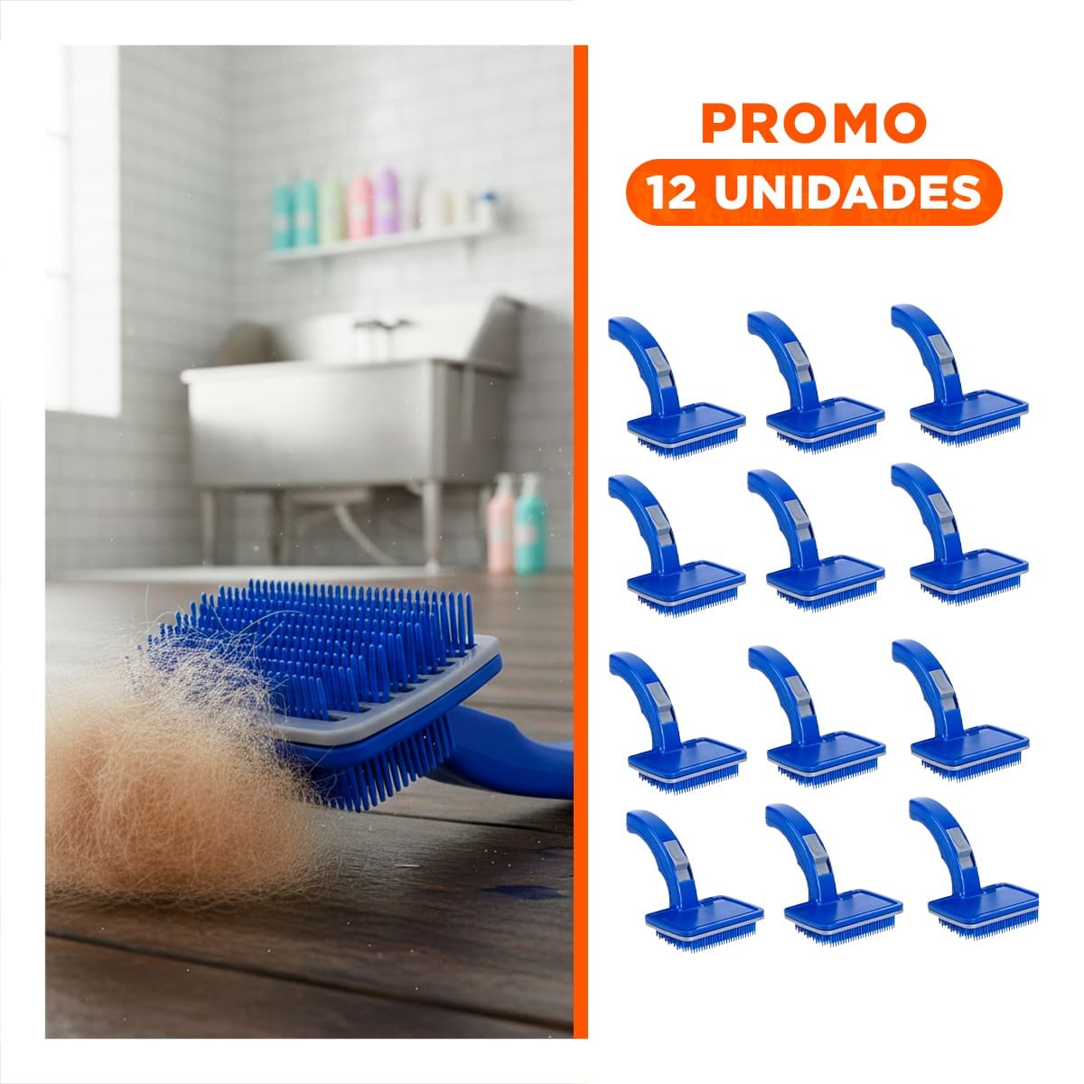 PACK12 DESENREDADOR MULTIFUNCION PARA MASCOTAS CON BOTON DE AUTOLIMPIEZA Y+REGALO STICKER - 1