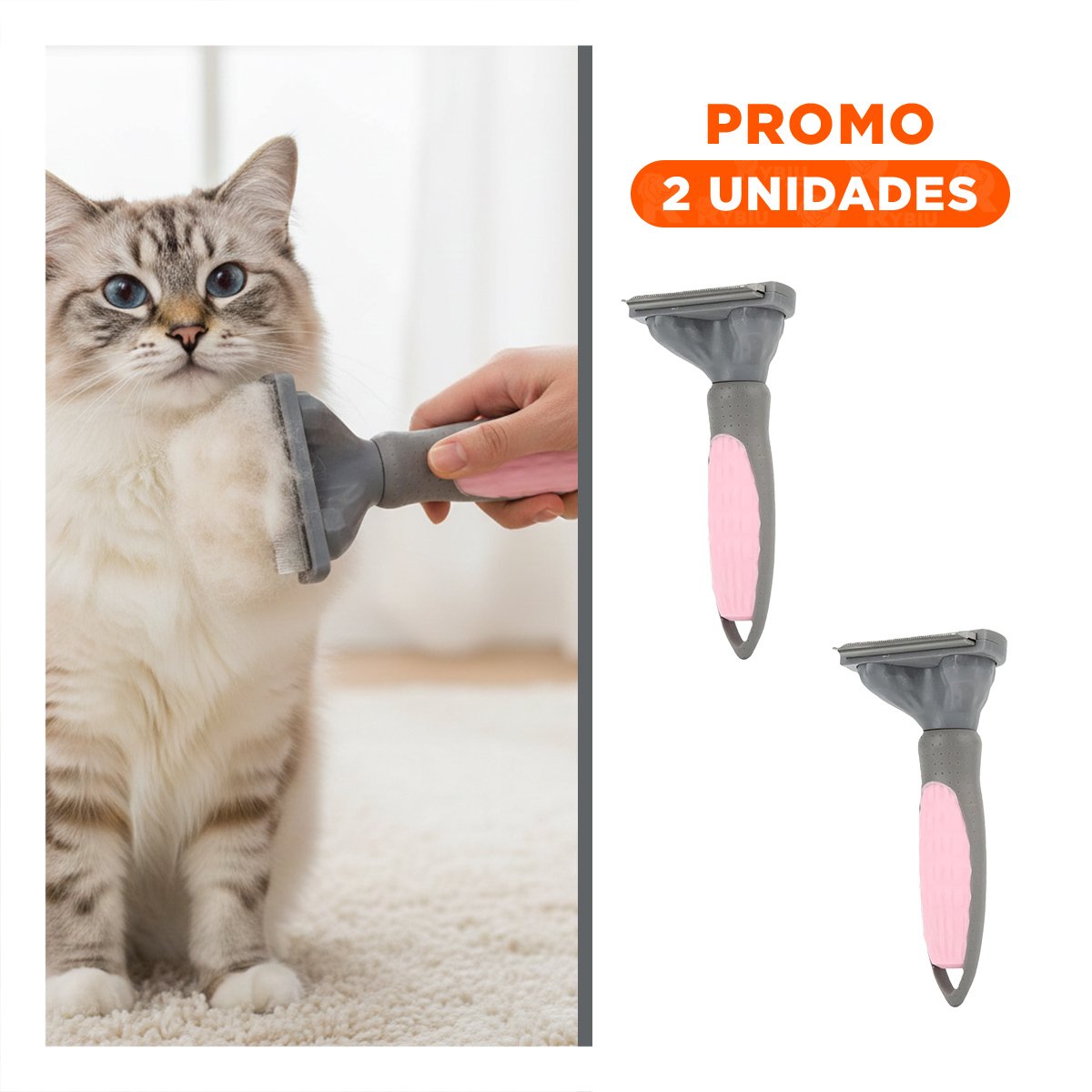 PACK2 HERRAMIENTA PORTATIL QUITA PELOS PARA MASCOTA ROSADO EN CASA - 1