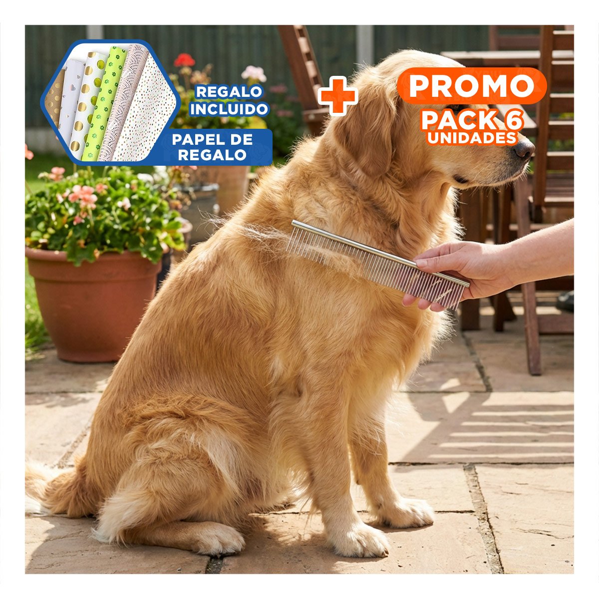 PACK6 ACCESORIO RESISTENTE PARA GROOMING DE MASCOTA PLATEADO Y+PAPEL REGALO - 1