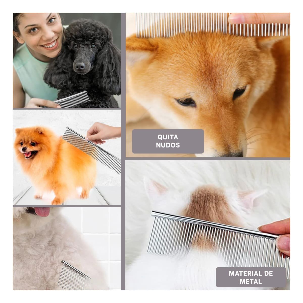 PACK6 ACCESORIO RESISTENTE PARA GROOMING DE MASCOTA PLATEADO Y+PAPEL REGALO - 3